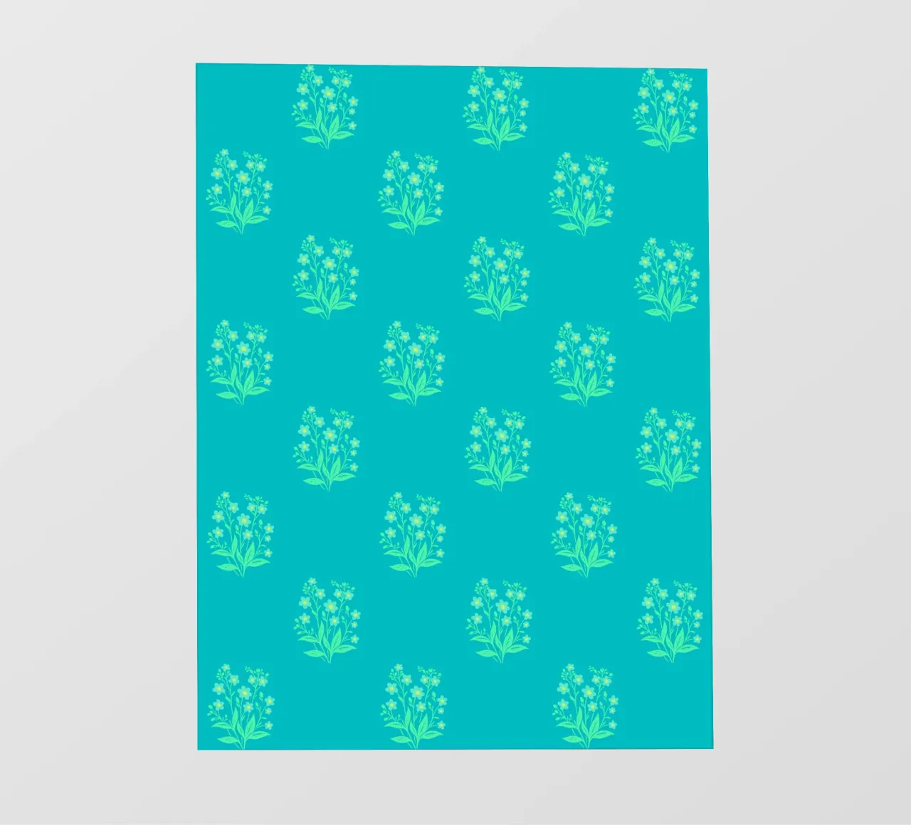 Forget-Me-Nots Block Print Verde Menta lámina retroiluminada de SilverPegasus