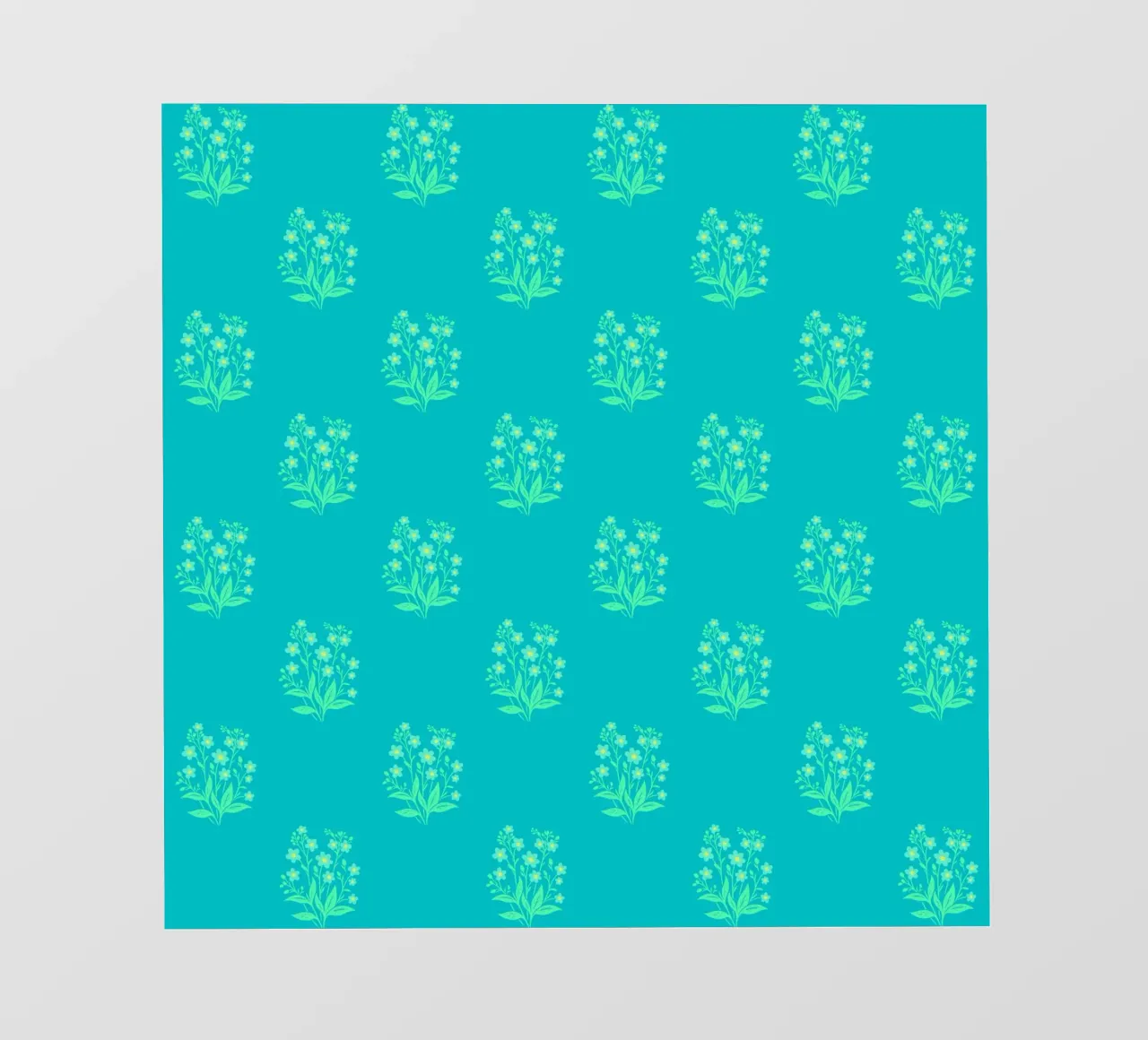 Forget-Me-Nots Block Print Verde Menta papel para pared de SilverPegasus
