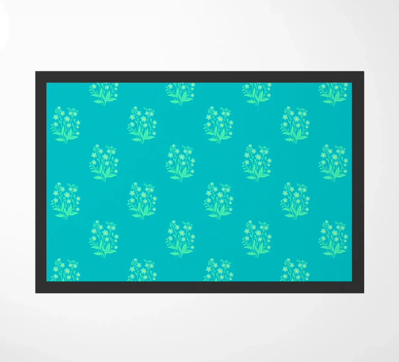 Forget-Me-Nots Block Print Verde Menta felpudo de SilverPegasus