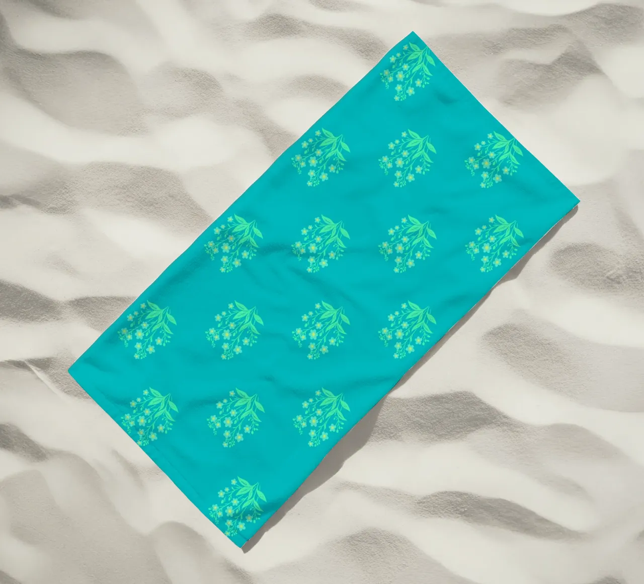 Forget-Me-Nots Block Print Verde Menta toalla de playa de SilverPegasus