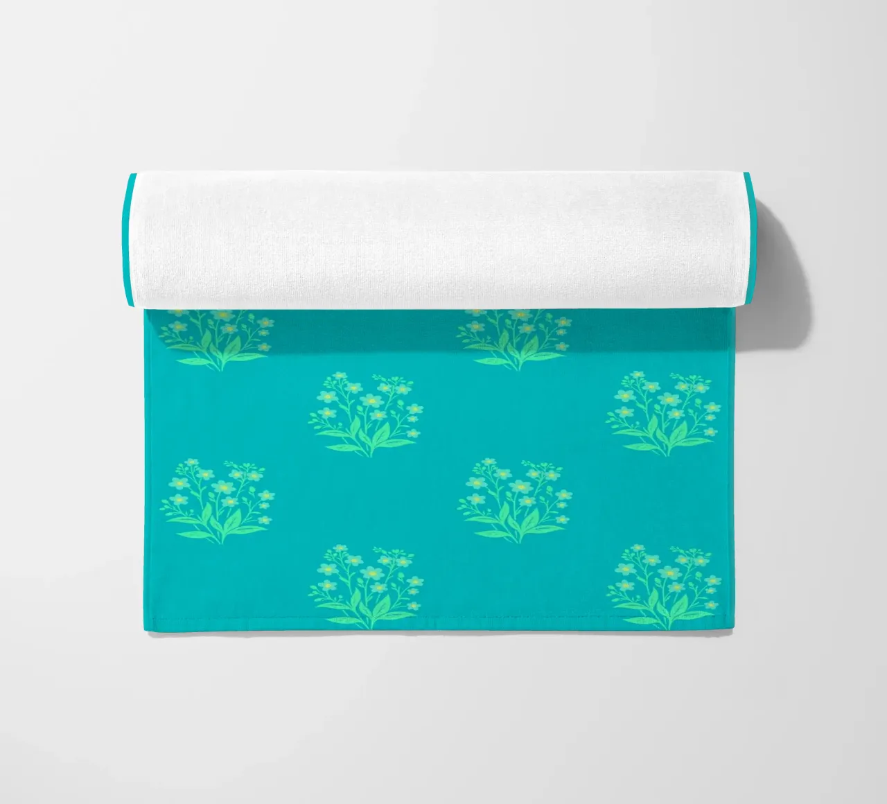 Forget-Me-Nots Block Print Verde Menta toalla de playa de SilverPegasus