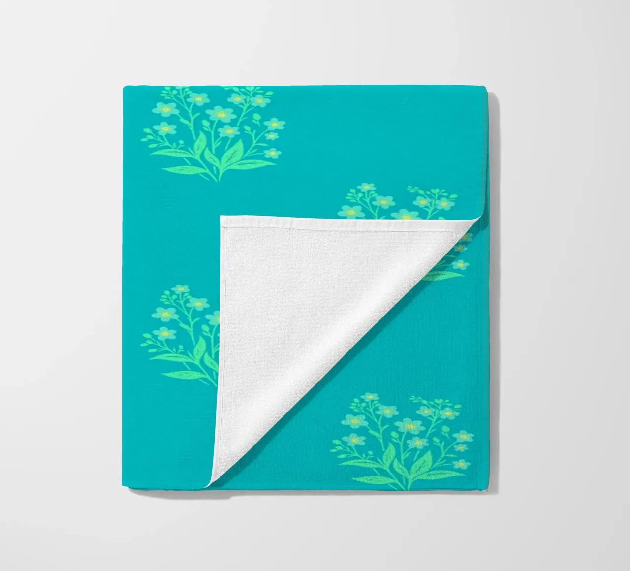 Forget-Me-Nots Block Print Verde Menta toalla de playa de SilverPegasus