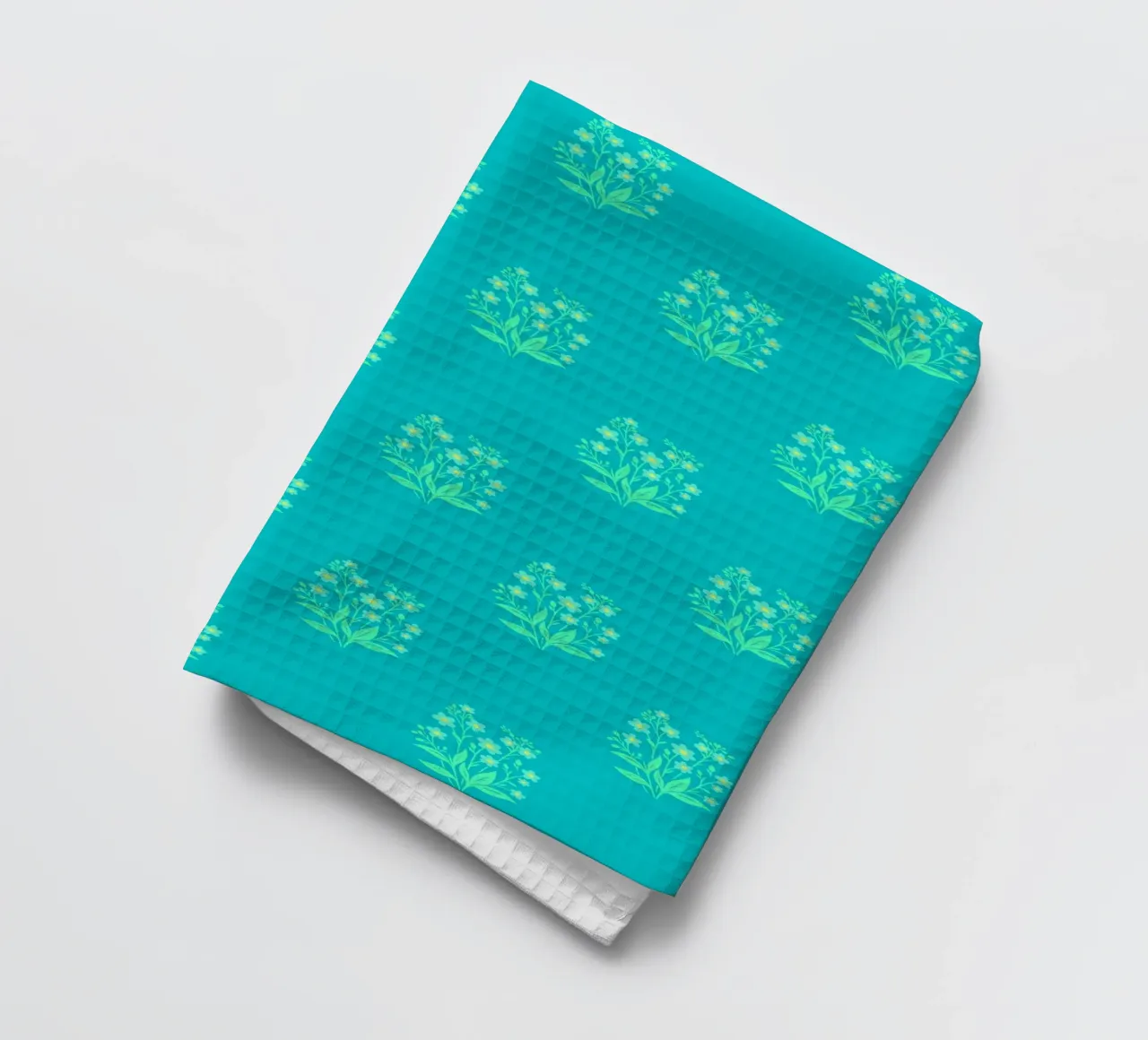 Forget-Me-Nots Block Print Verde Menta paño de cocina de SilverPegasus