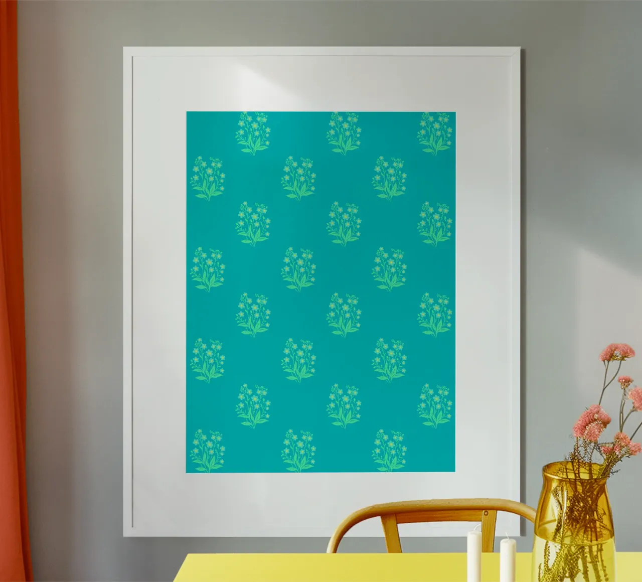 Forget-Me-Nots Block Print Verde Menta poster de SilverPegasus