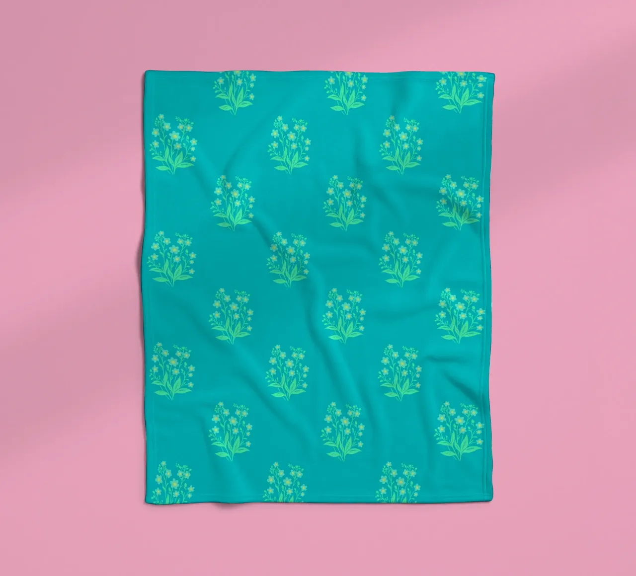 Forget-Me-Nots Block Print Verde Menta manta de franela de SilverPegasus