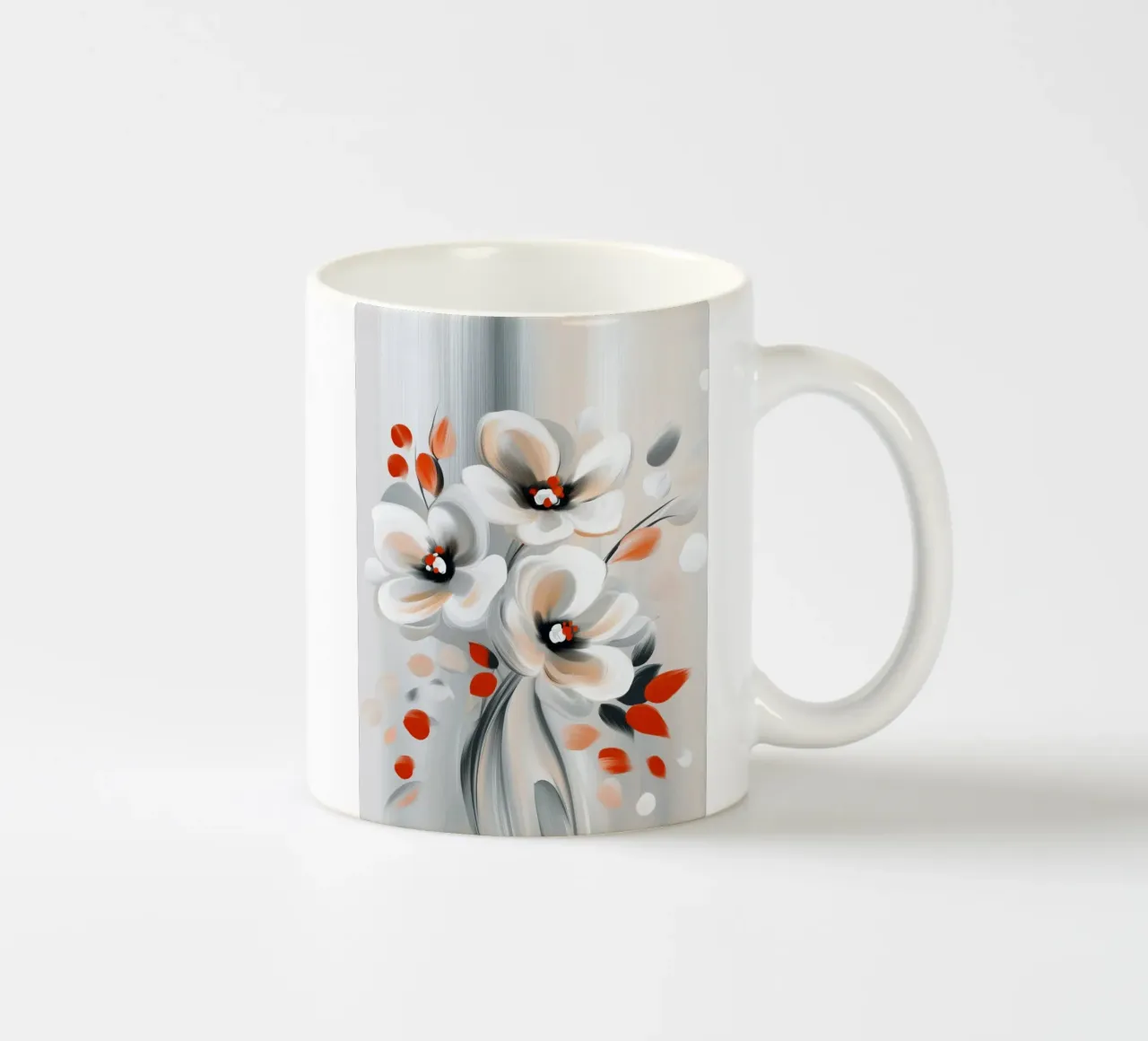 Fiori in grigio rosso tazza in ceramica da Imagine