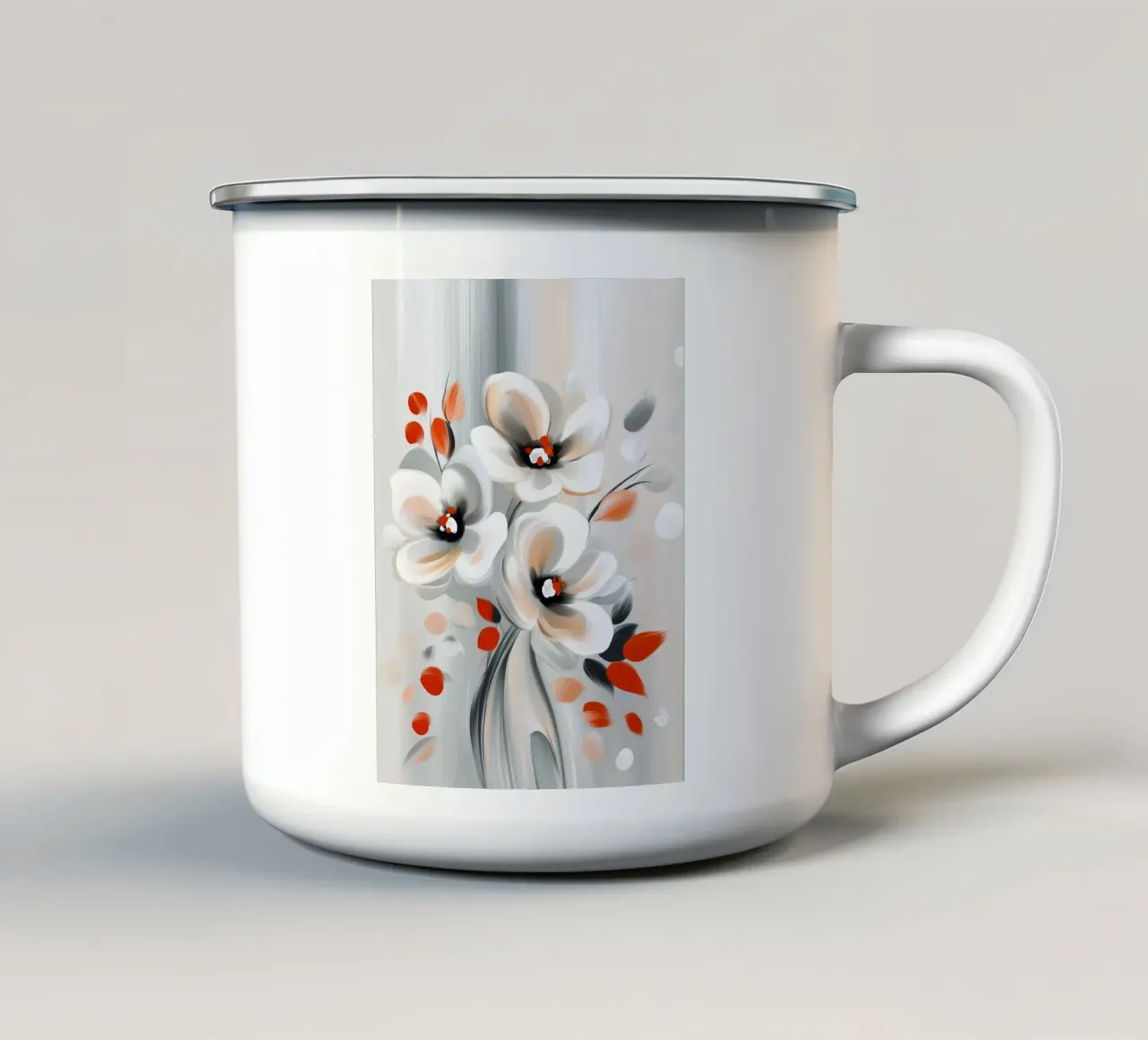 Fiori in grigio rosso tazza in smalto da Imagine