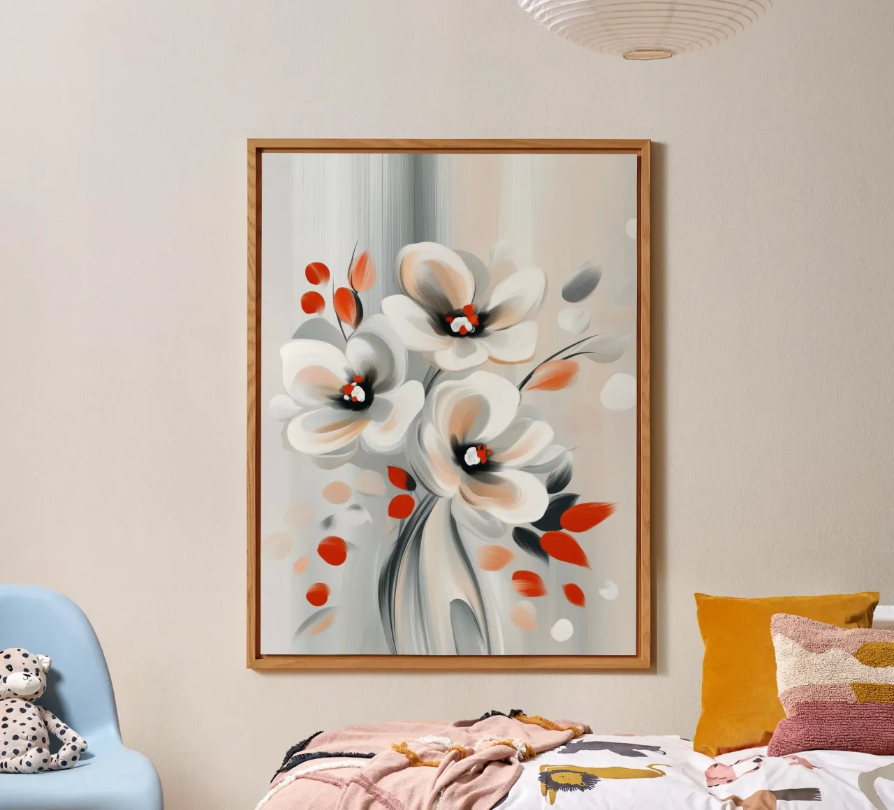Fiori in grigio rosso alluminio dibond da Imagine