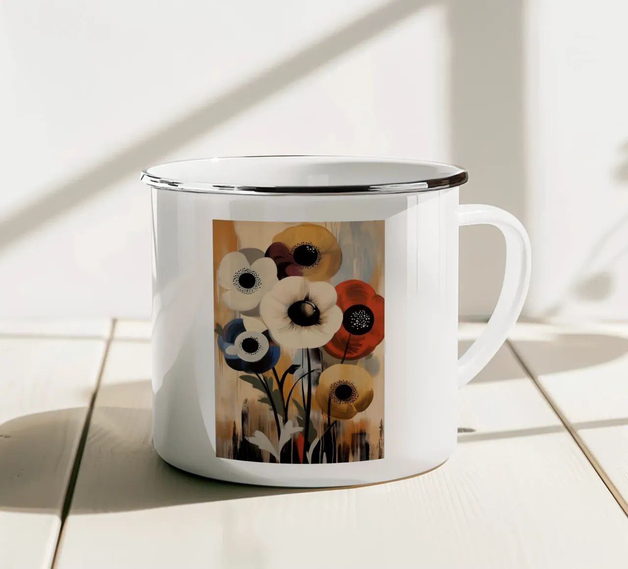 Fiori astratti tazza in smalto da Imagine