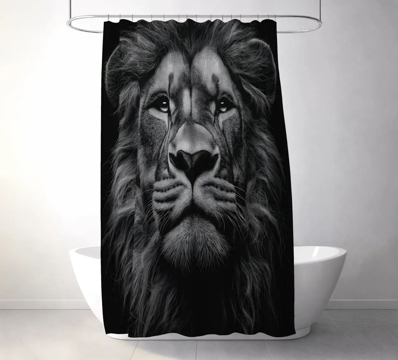 Leone in bianco e nero tenda da doccia da Imagine