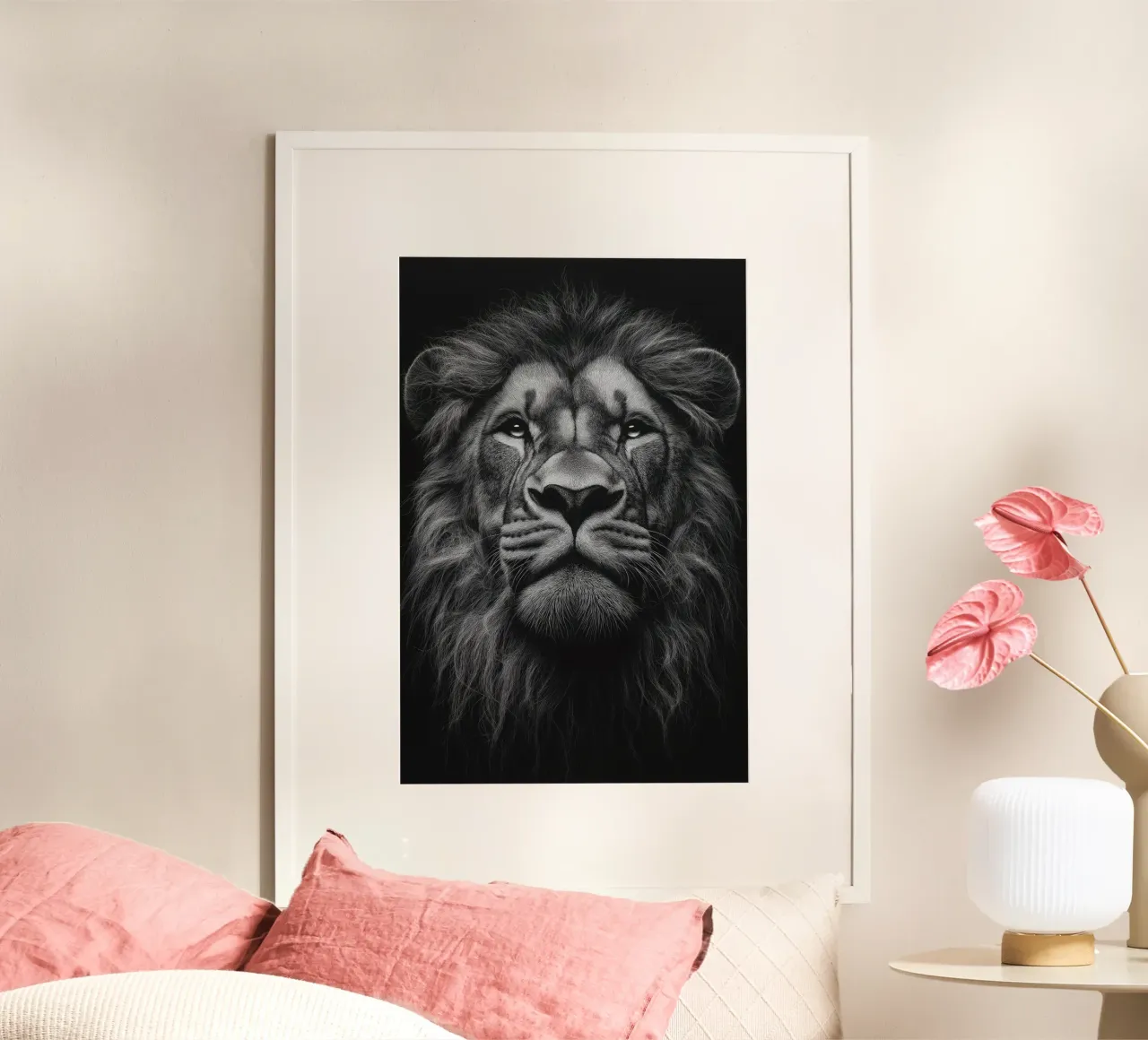 Leone in bianco e nero carta hahnemühle da Imagine