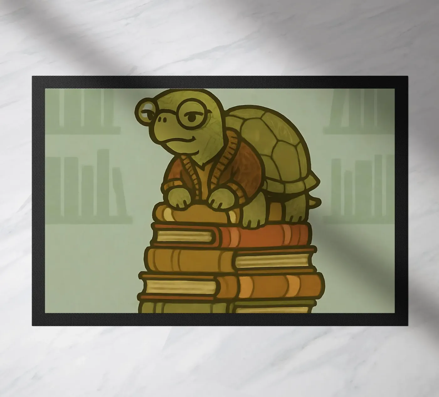 Funny Old Turtle Meme doormat by Funny Humor Art