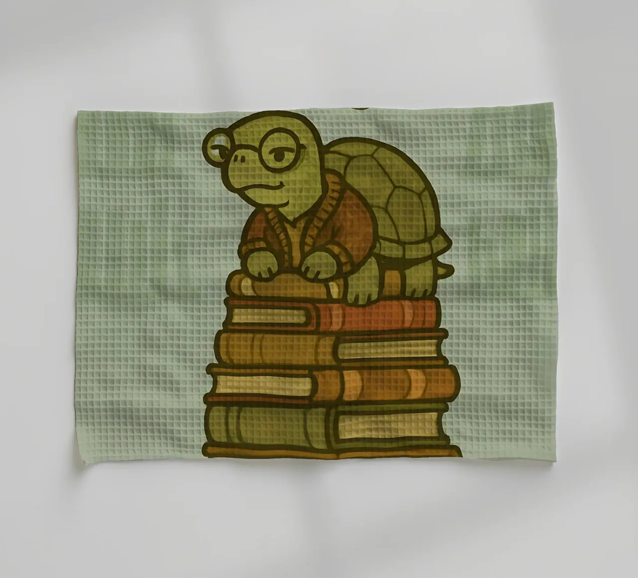 Grappige oude schildpad meme theedoek van Funny Humor Art