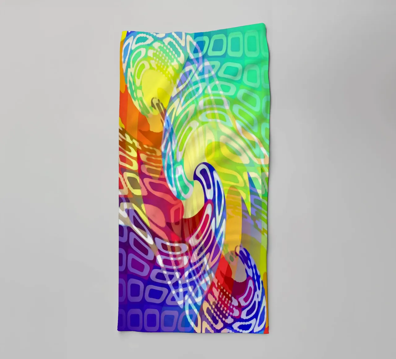 Abstract swirl of colourful waves towel by Gürsel Yesil Digital Art
