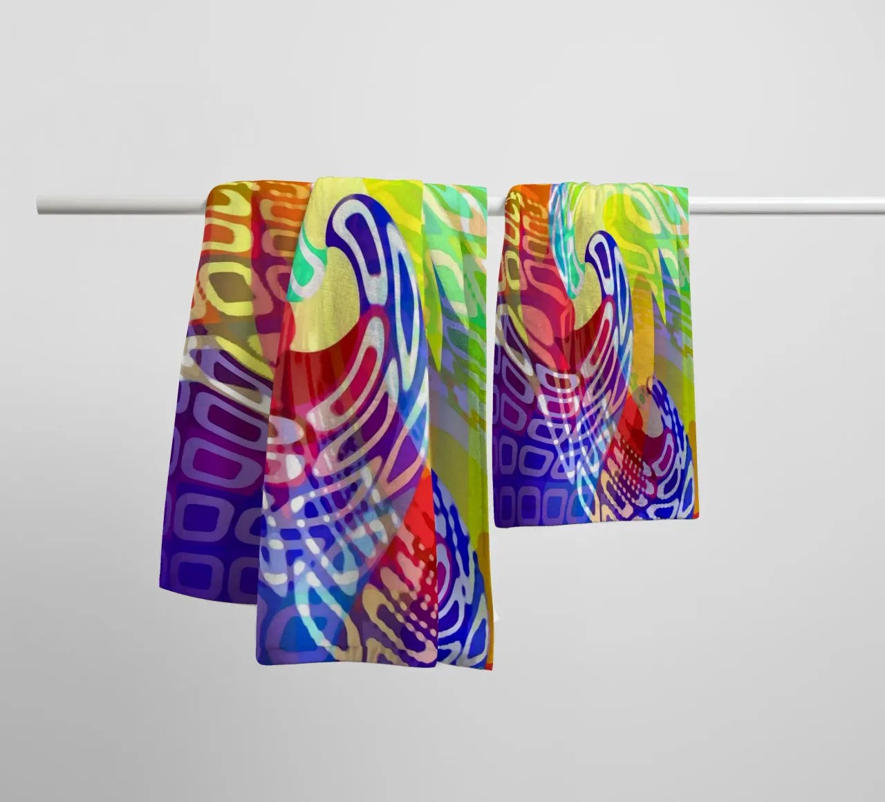 Abstract swirl of colourful waves towel by Gürsel Yesil Digital Art