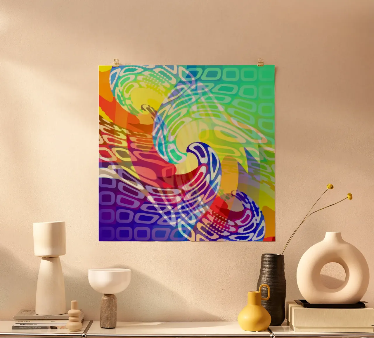 Abstract swirl of colourful waves hahnemühle by Gürsel Yesil Digital Art