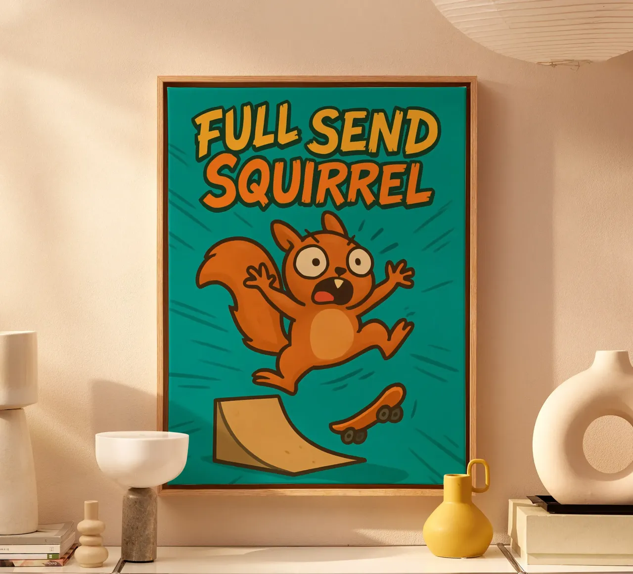 Funny Squirrel Meme canvas with Floater frame by Funny Humor Art