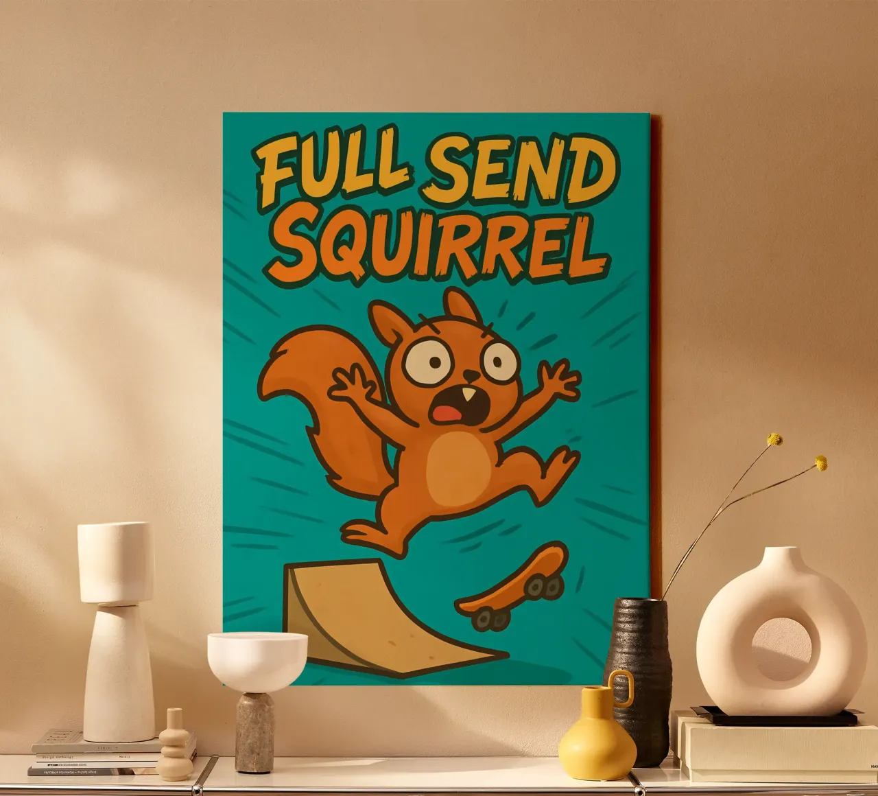 Funny Squirrel Meme canvas with Floater frame by Funny Humor Art