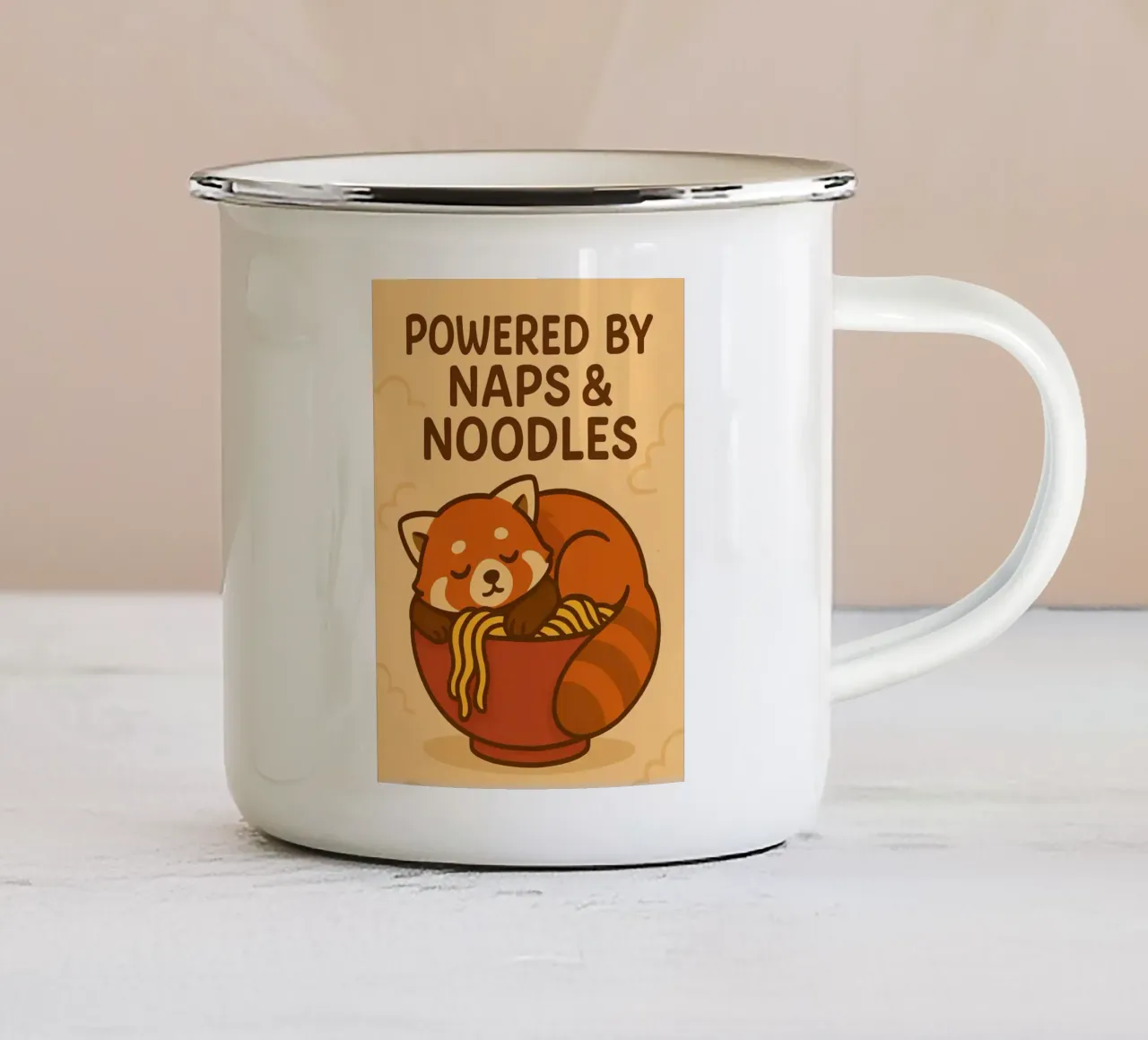 Meme divertente sul panda rosso tazza in smalto da Funny Humor Art