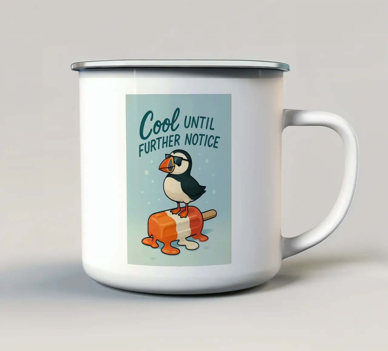 Funny Puffin Meme tazza in smalto da Funny Humor Art