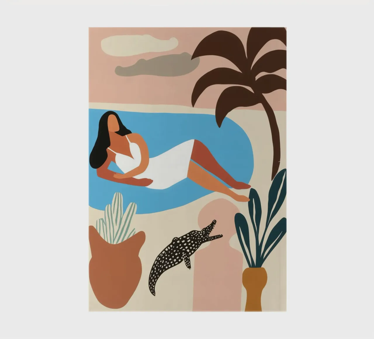 A relaxing afternoon by the pool | Naive painting notebook by Autofocus