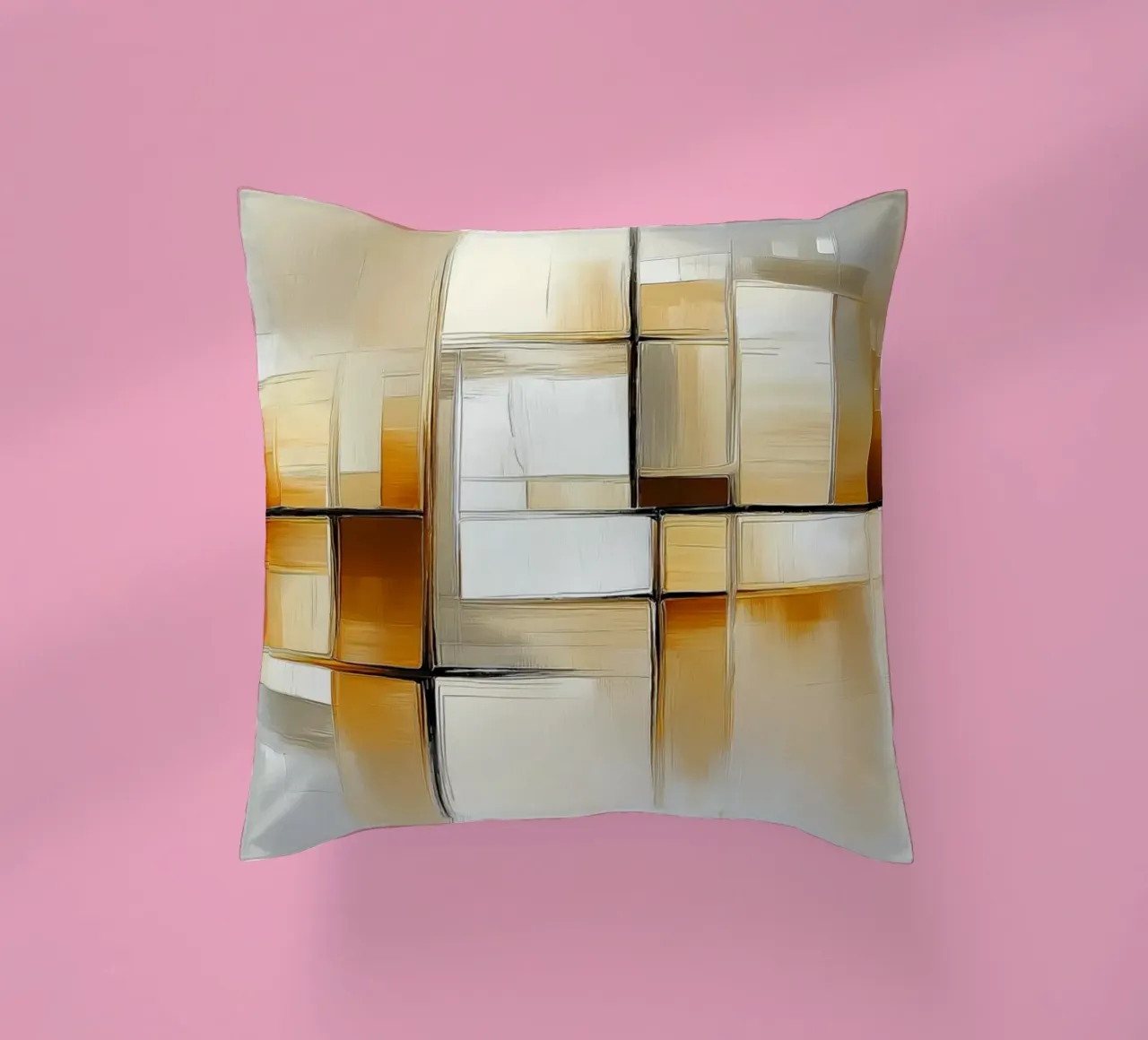 Forme astratte in marrone e crema cuscino da Imagine