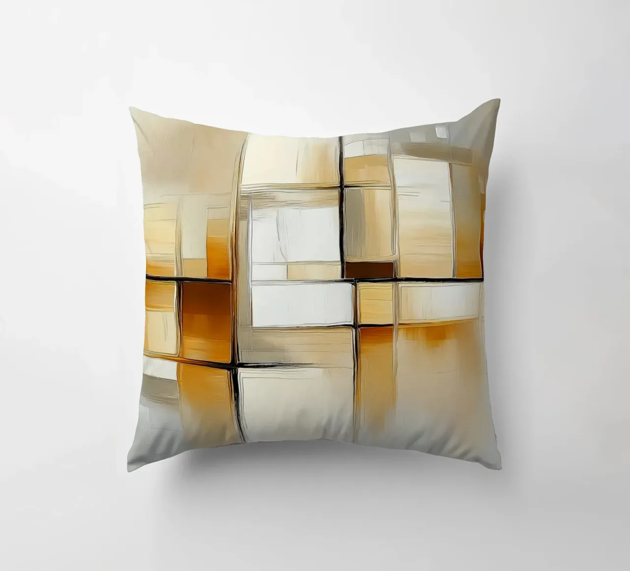 Forme astratte in marrone e crema cuscino da Imagine