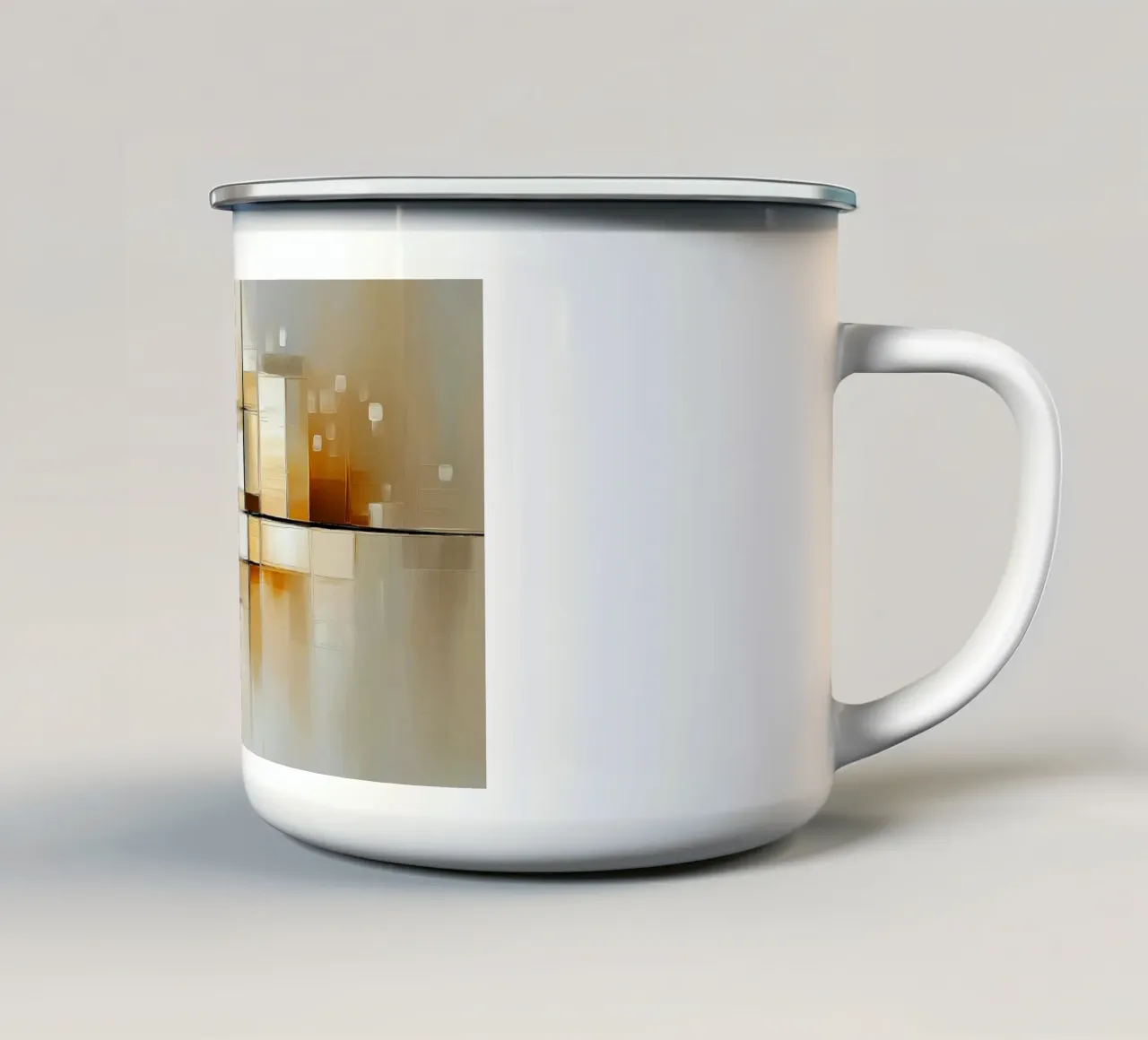 Forme astratte in marrone e crema tazza in smalto da Imagine