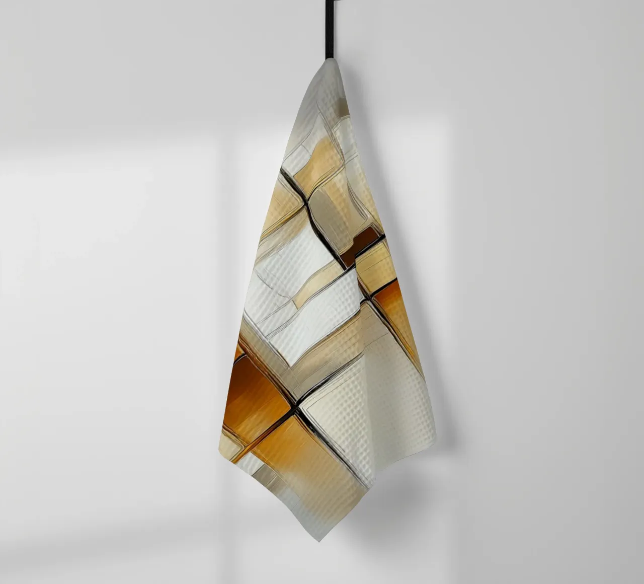 Forme astratte in marrone e crema canovaccio da cucina da Imagine