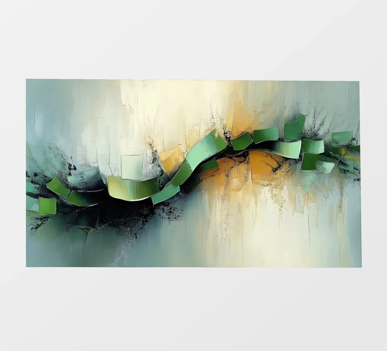 Organico astratto in verde e oro telo in pvc da Imagine