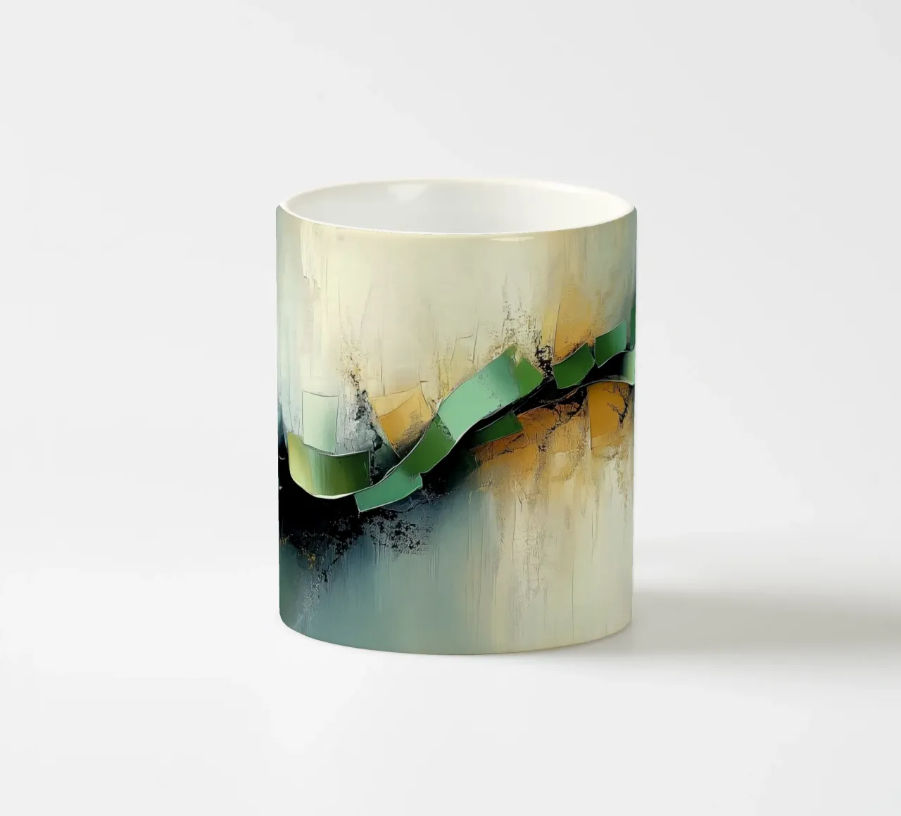 Organico astratto in verde e oro tazza in ceramica da Imagine