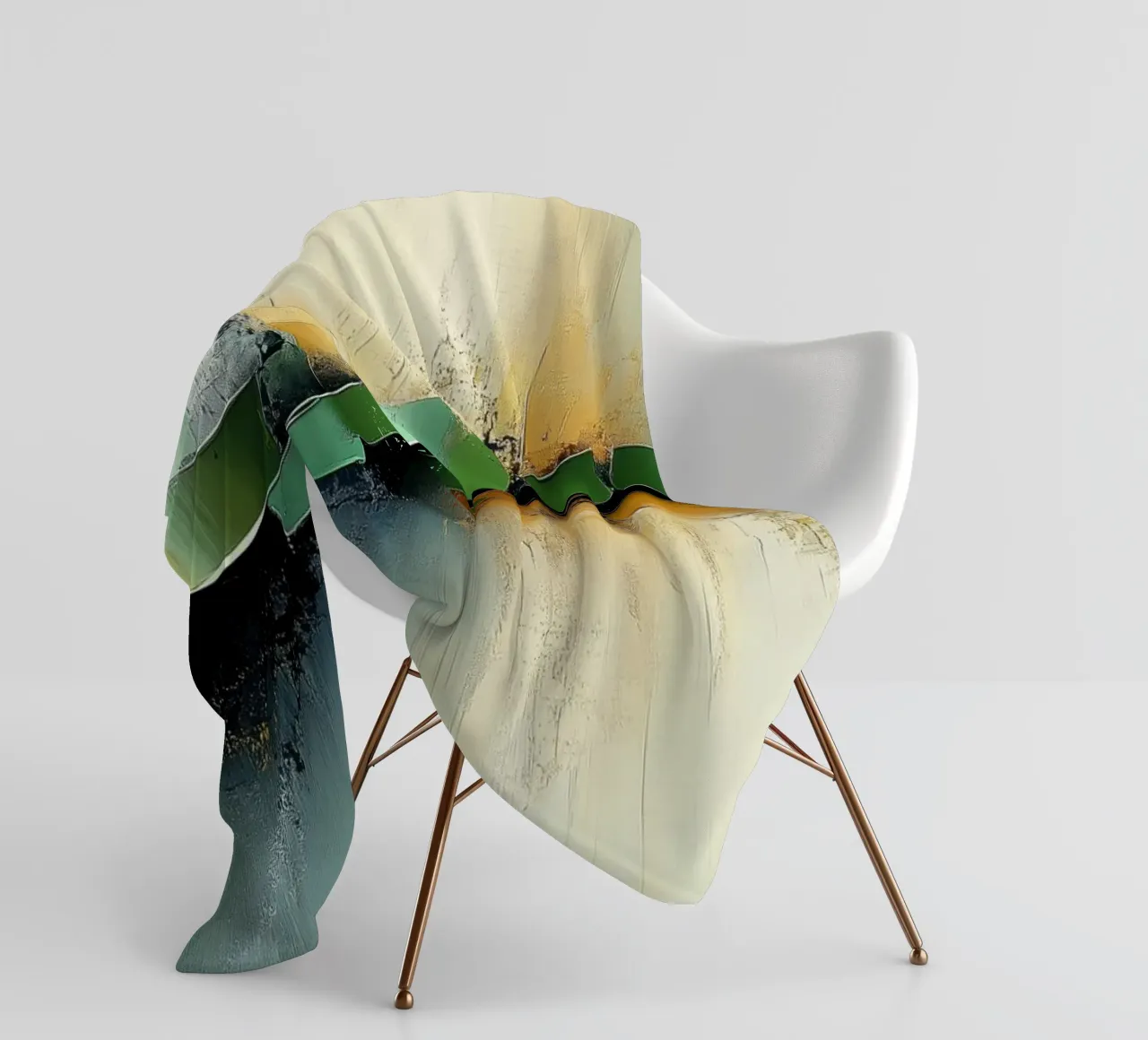 Organico astratto in verde e oro coperta in pile da Imagine