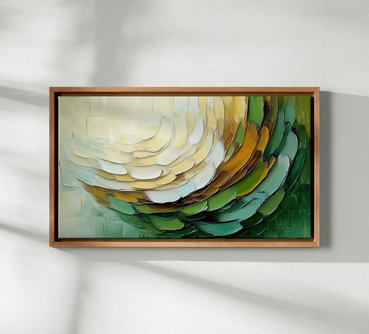Abstract organisch in goud en groen canvas met Baklijst van Imagine