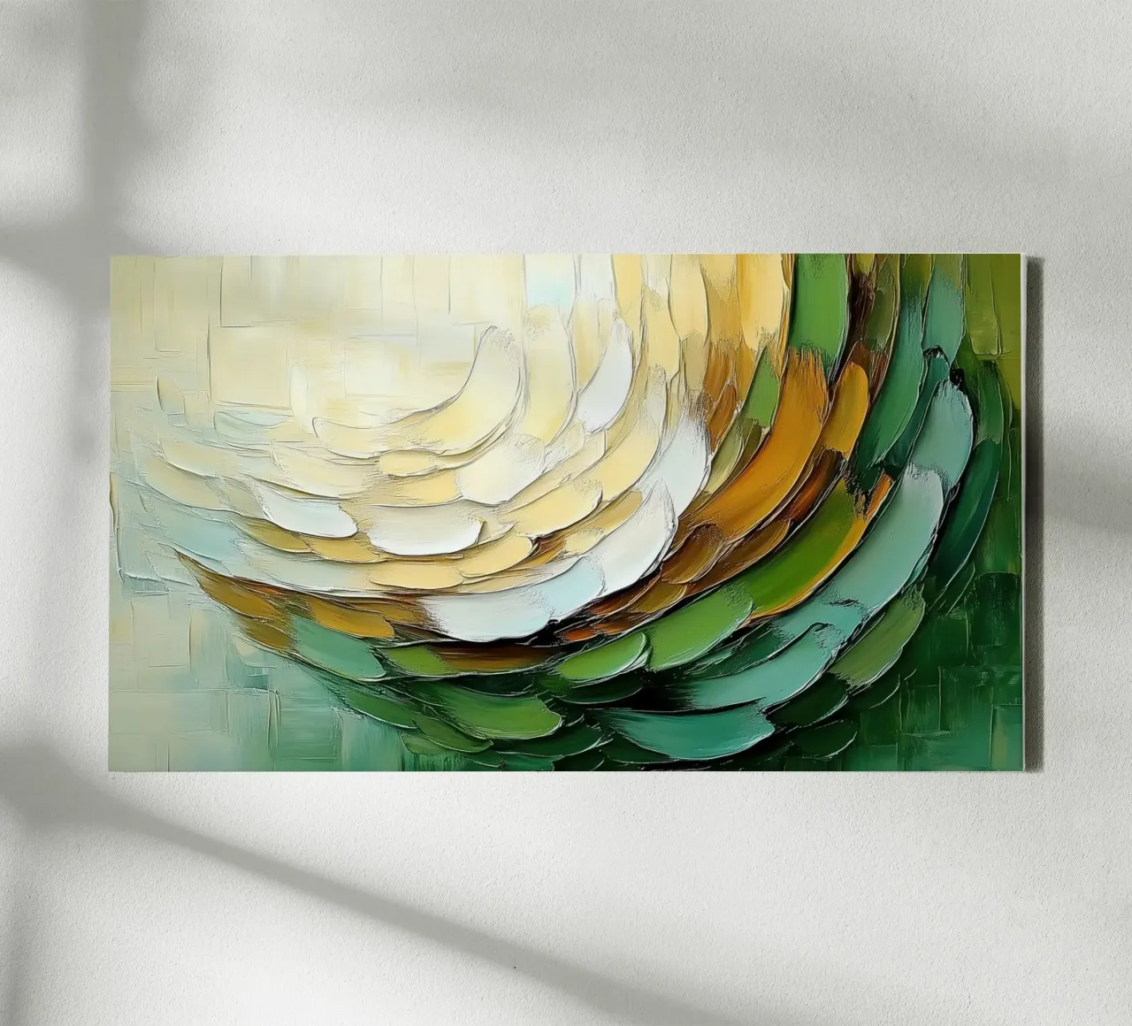 Abstract organisch in goud en groen canvas met Baklijst van Imagine