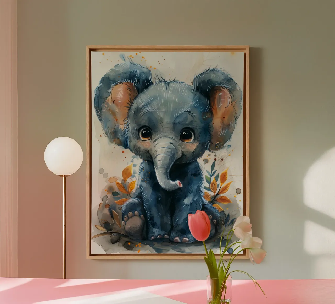 Baby Elephant tela con Cornice a cassetta da Mateo