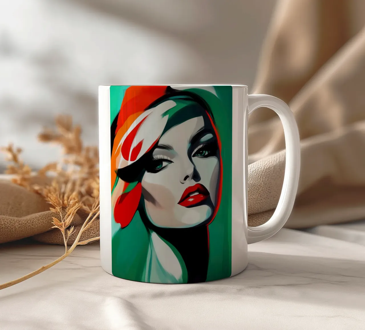 Vrouw modern abstract keramische mok van Imagine