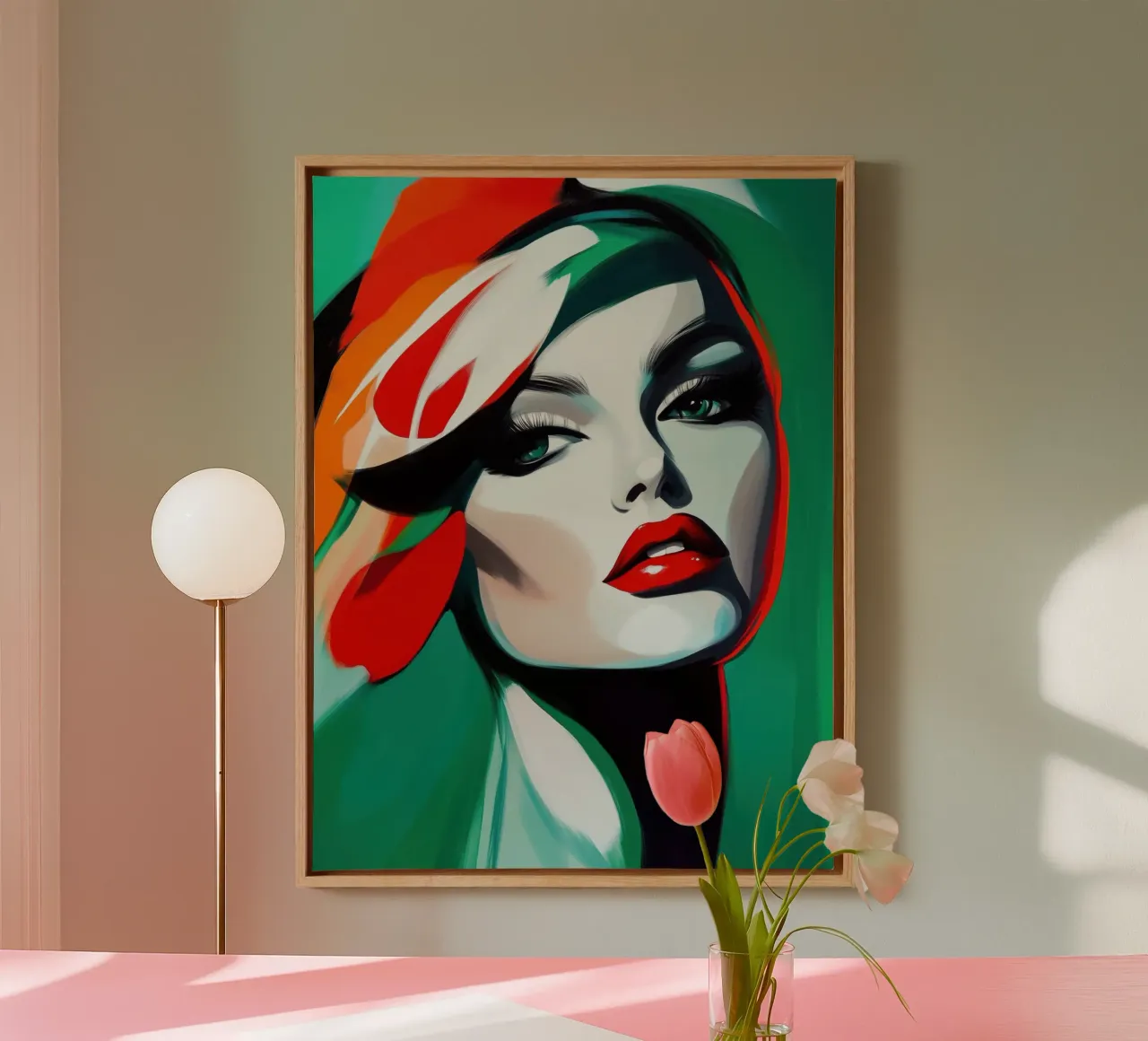 Vrouw modern abstract canvas met Baklijst van Imagine