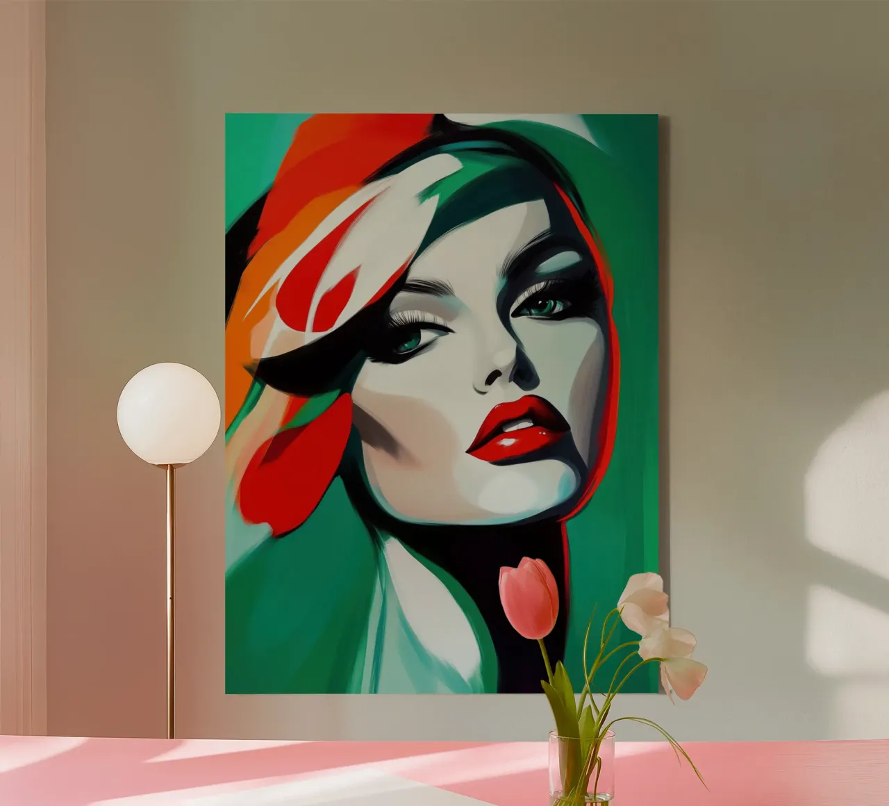 Vrouw modern abstract canvas met Baklijst van Imagine