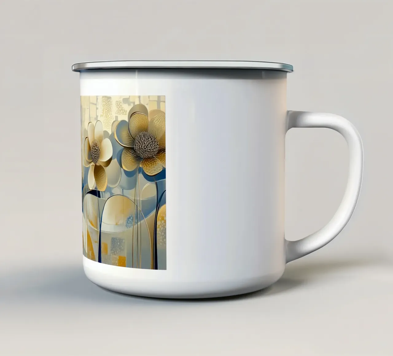 Fiori crema e blu tazza in smalto da Imagine