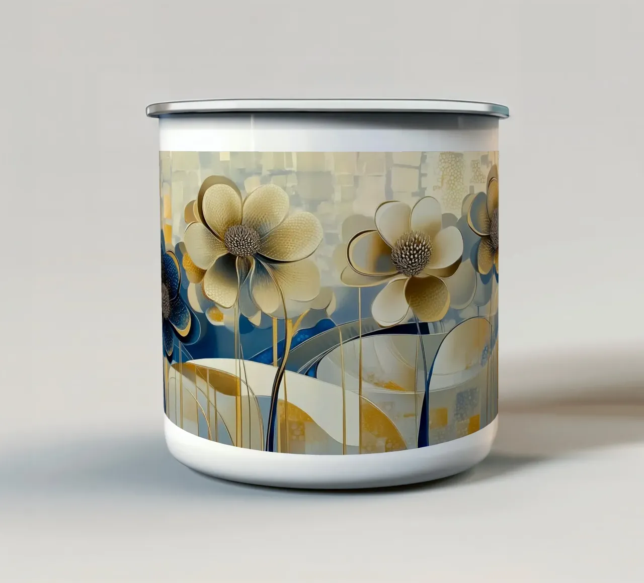 Fiori crema e blu tazza in smalto da Imagine