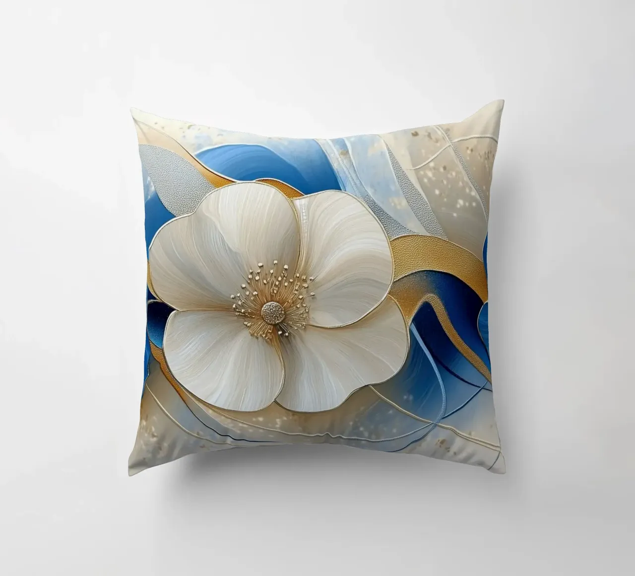 Fiori crema e blu cuscino da Imagine