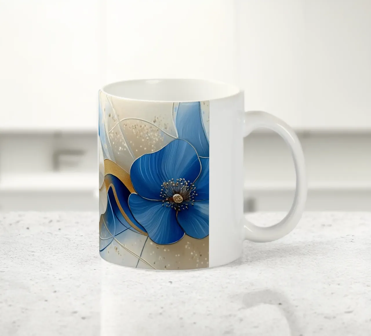 Fiori crema e blu tazza in ceramica da Imagine