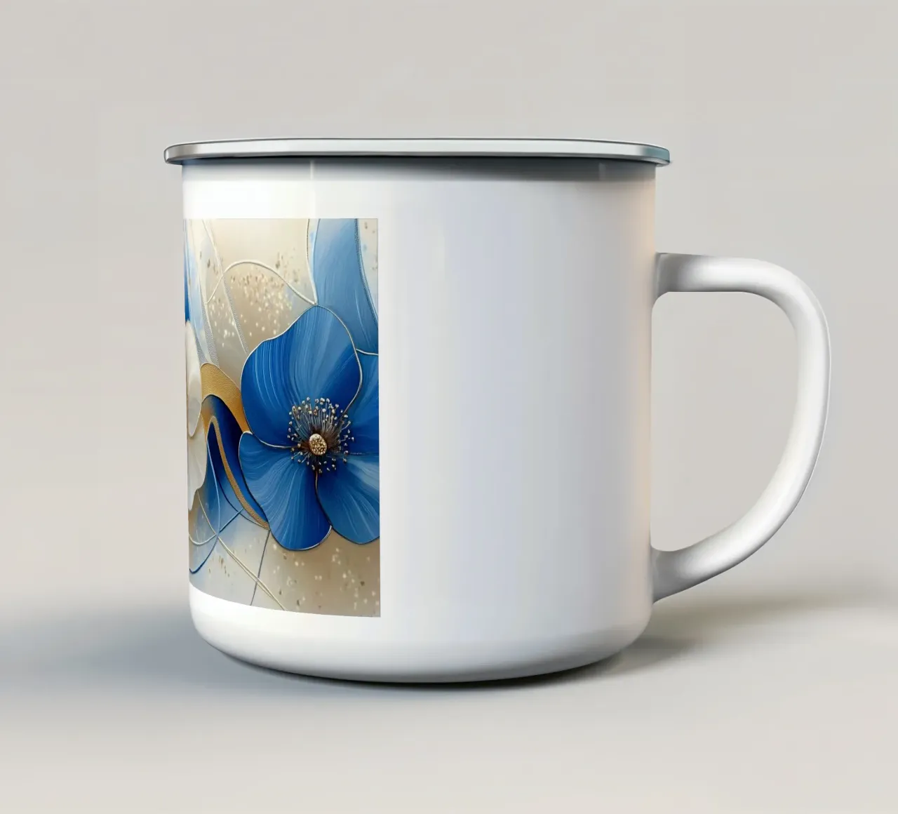 Fiori crema e blu tazza in smalto da Imagine