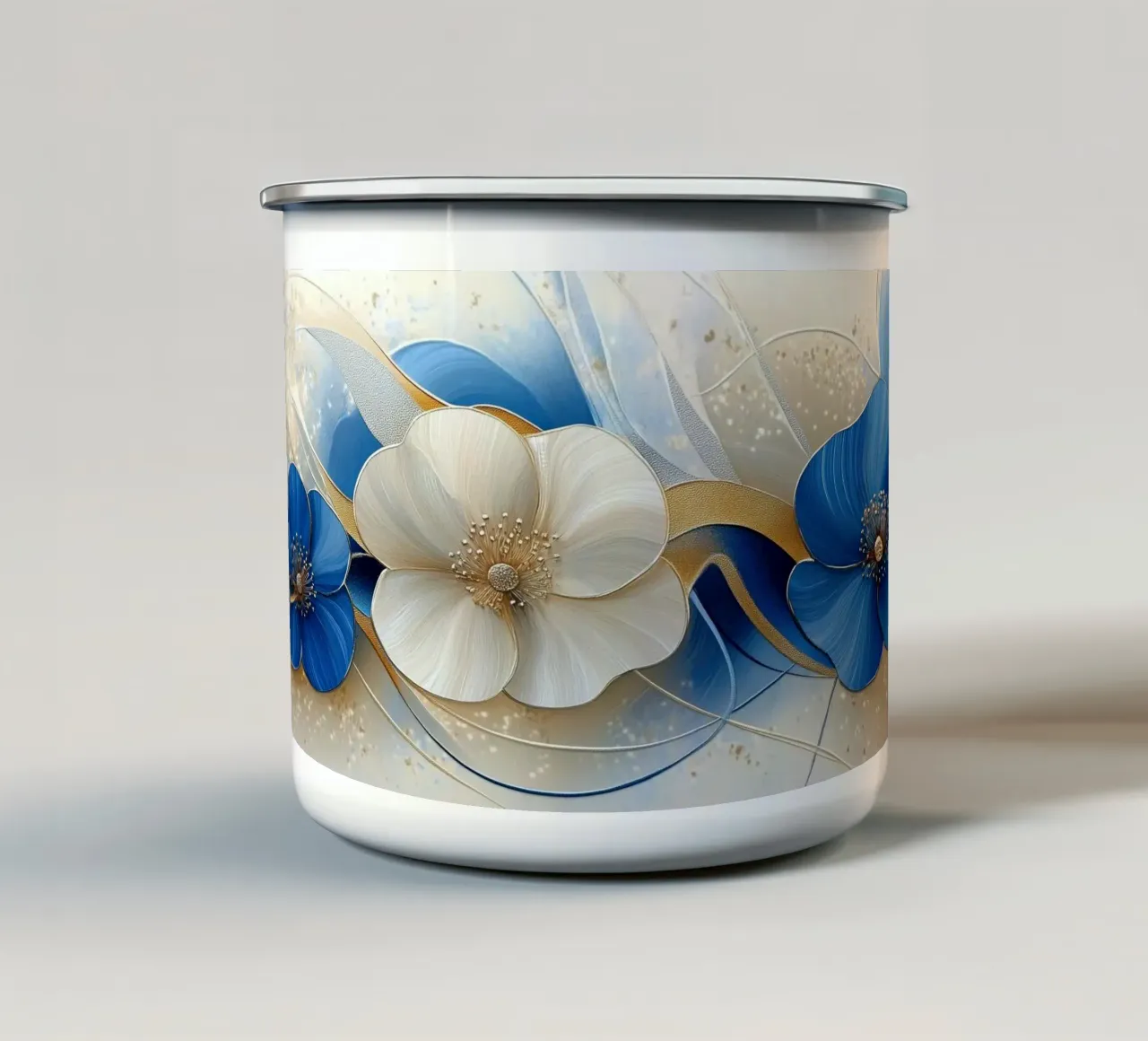 Fiori crema e blu tazza in smalto da Imagine