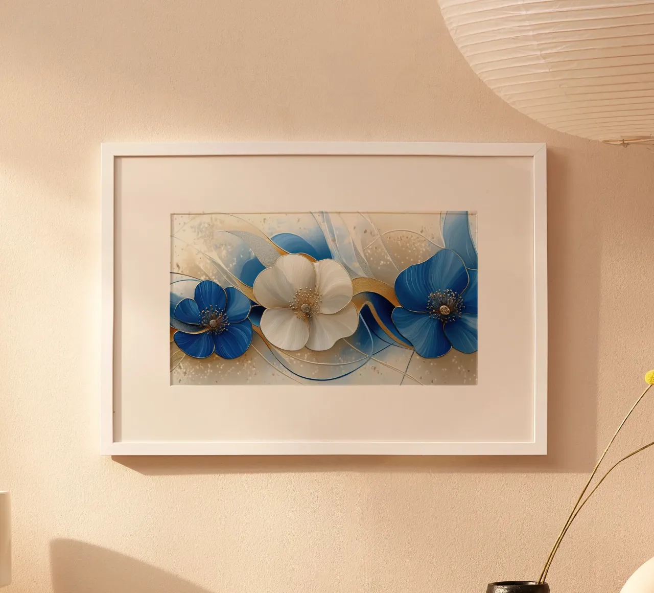 Fiori crema e blu poster da Imagine
