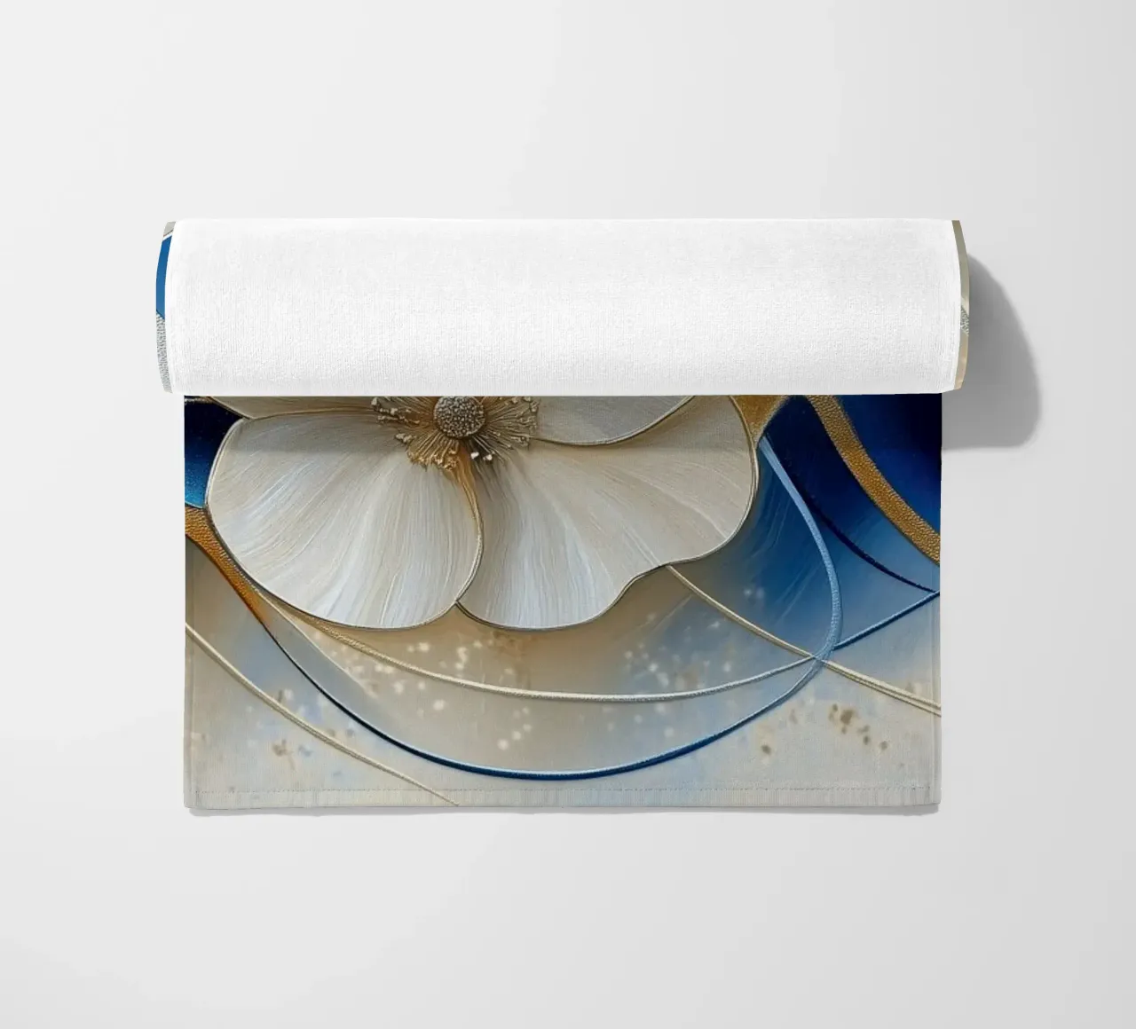 Fiori crema e blu telo mare da Imagine