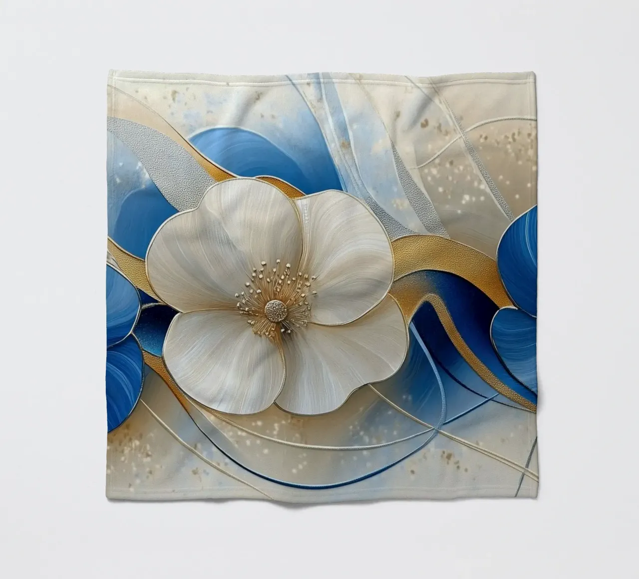 Fiori crema e blu coperta in pile da Imagine