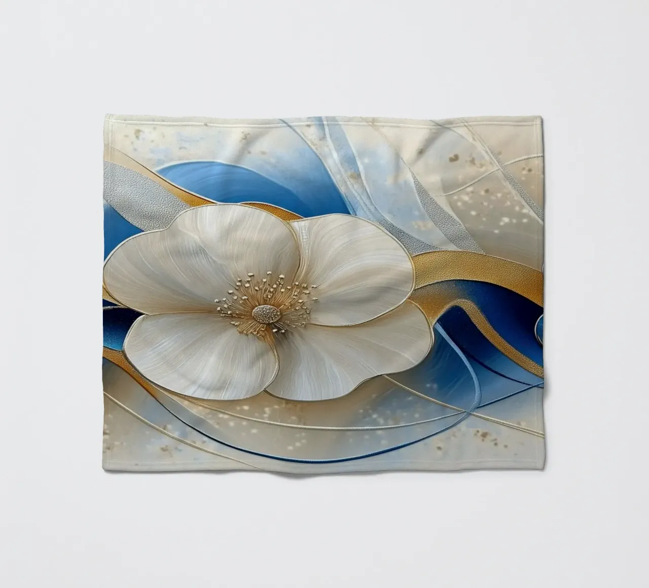 Fiori crema e blu coperta in pile da Imagine