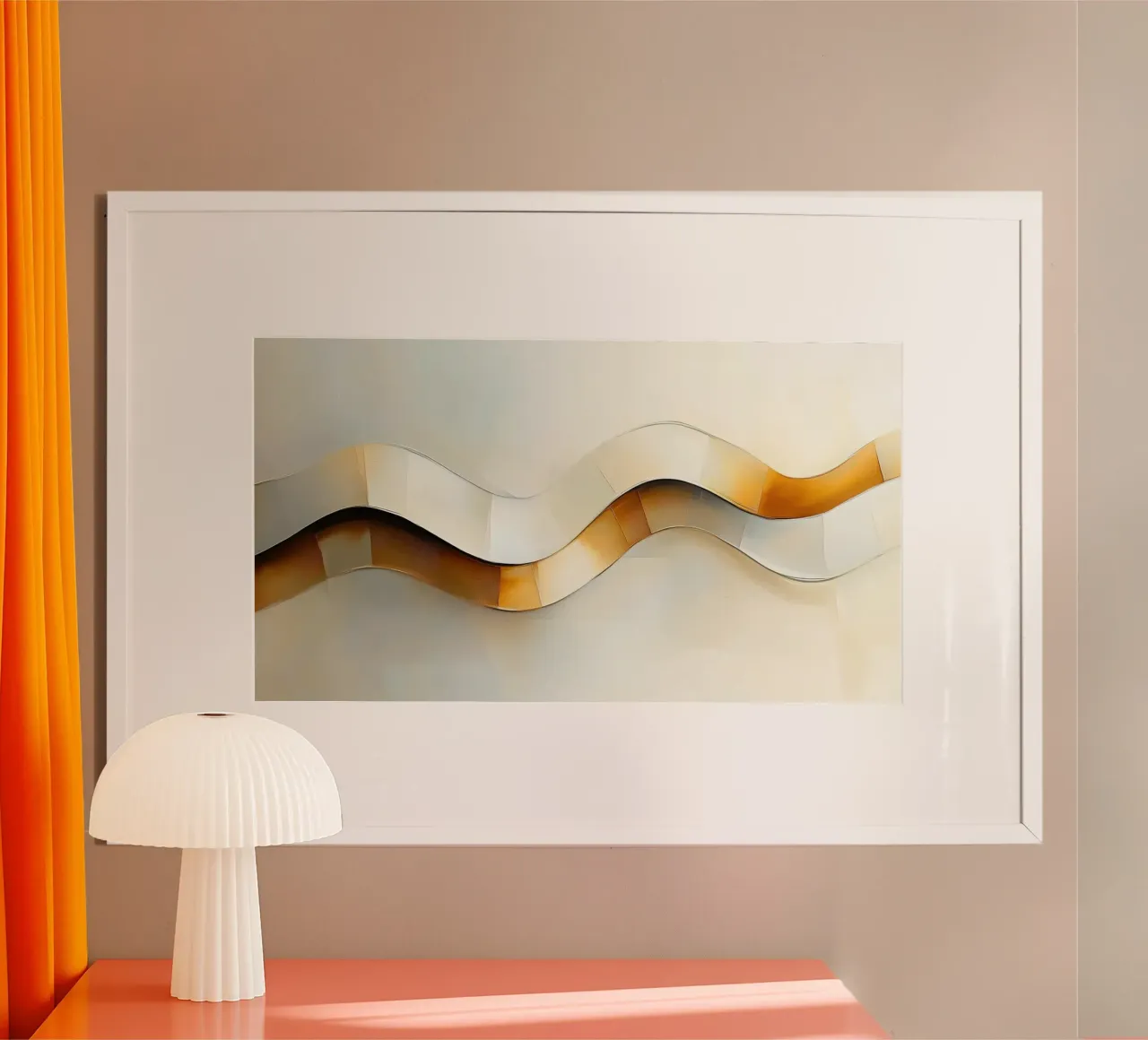 Abstract wave poster with aluminum frame by Imagine
