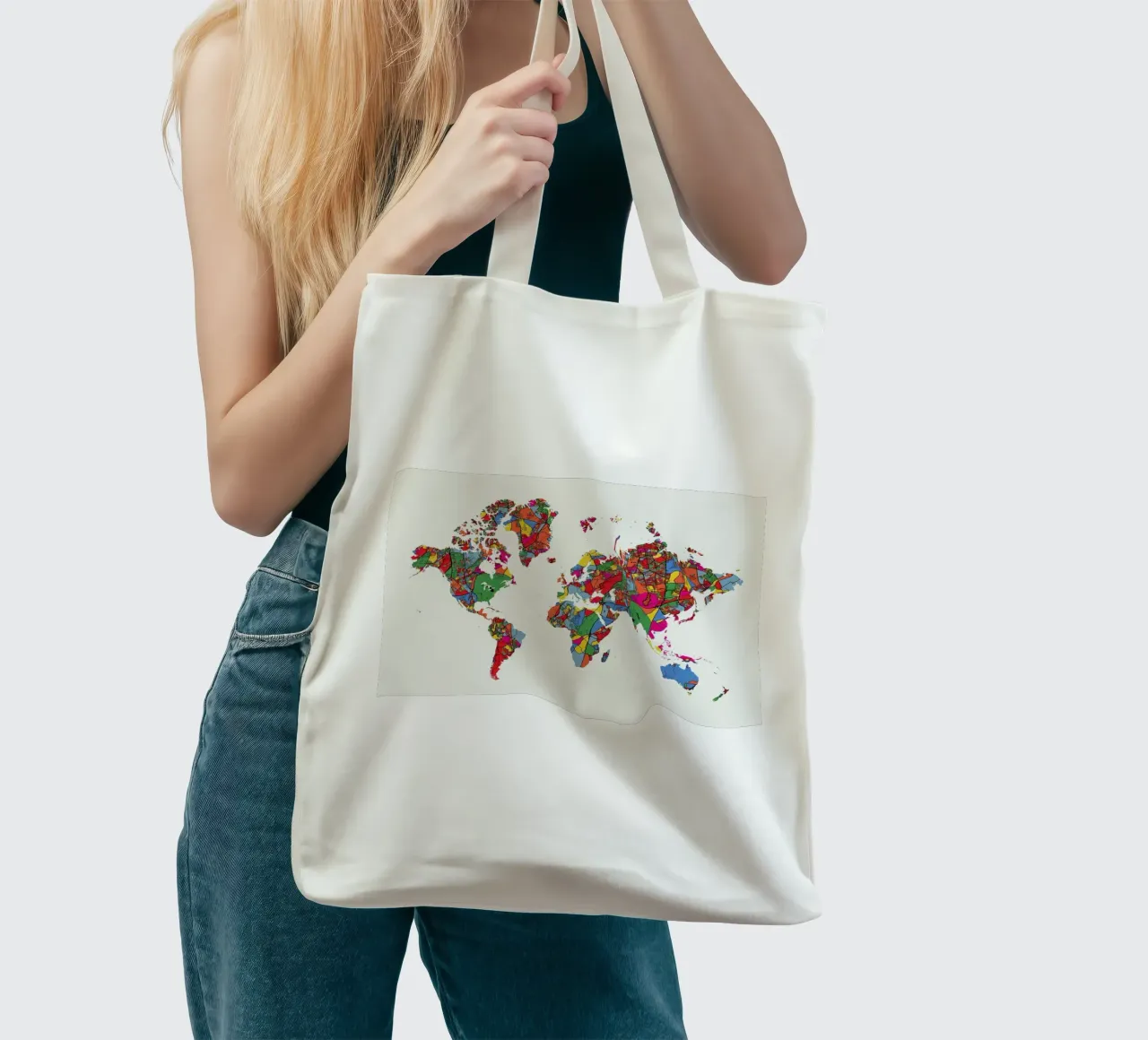 World Map II borsa in juta da The Cartography Collection